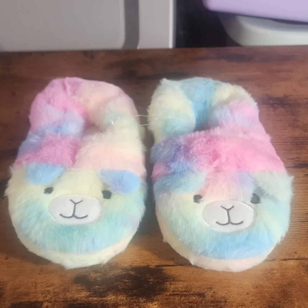 Multicolor Kids Unicorn Pattern Indoor Anti-slip Warm Slippers Size Xl 11-12